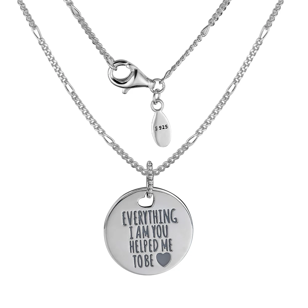 925 Sterling Silver Everything I Am You Helped Me To Be Disc Necklace for Women Giftcolgantes collares Fine Jewelry berloques | Украшения и