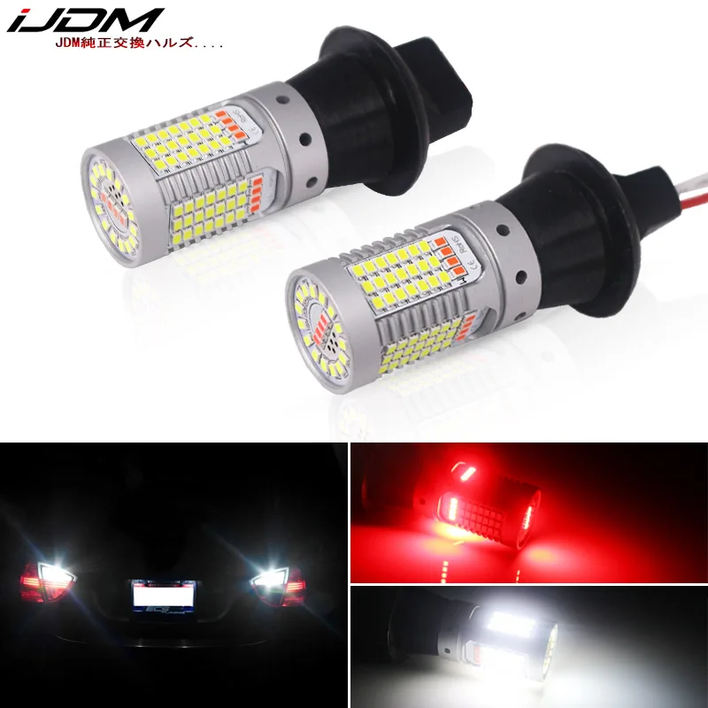

iJDM Car 1156 LED White/Red Dual-Color Canbus P21W BA15S 7506 led Bulbs for Car Backup Reverse Lights & Rear Fog Lamp Conversion
