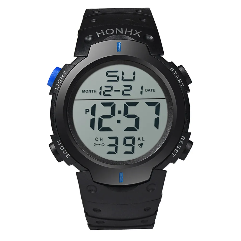 New men Watches Fashion Waterproof Men's Boy LCD Digital Stopwatch Date Rubber Sport Wrist Watch Masculino Reloje - Цвет: Blue