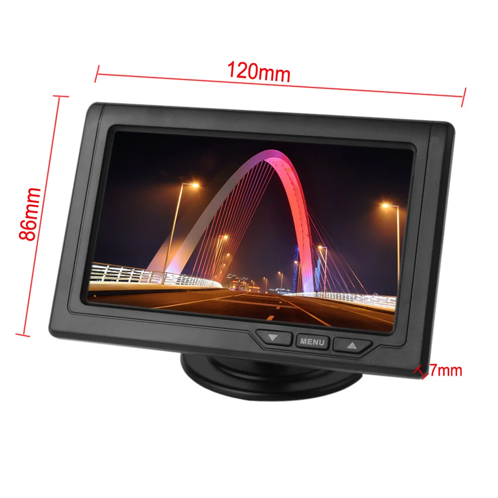 Car Rear View Parking Backup Monitor of 4.3 Inch 480 x 272 Color TFT LCD Screen for Reverse Camera DVD