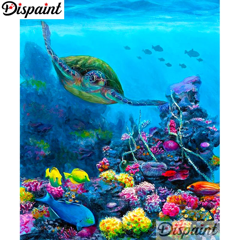 

Dispaint Full Square/Round Drill 5D DIY Diamond Painting "Animal sea turtle" Embroidery Cross Stitch 3D Home Decor A10531