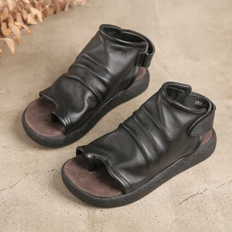 Женские кожаные сандалии; вьетнамки на низком каблуке 3 см; сандалии-гладиаторы в стиле ретро; коллекция года; повседневная обувь ручной работы из натуральной кожи; женская летняя обувь
