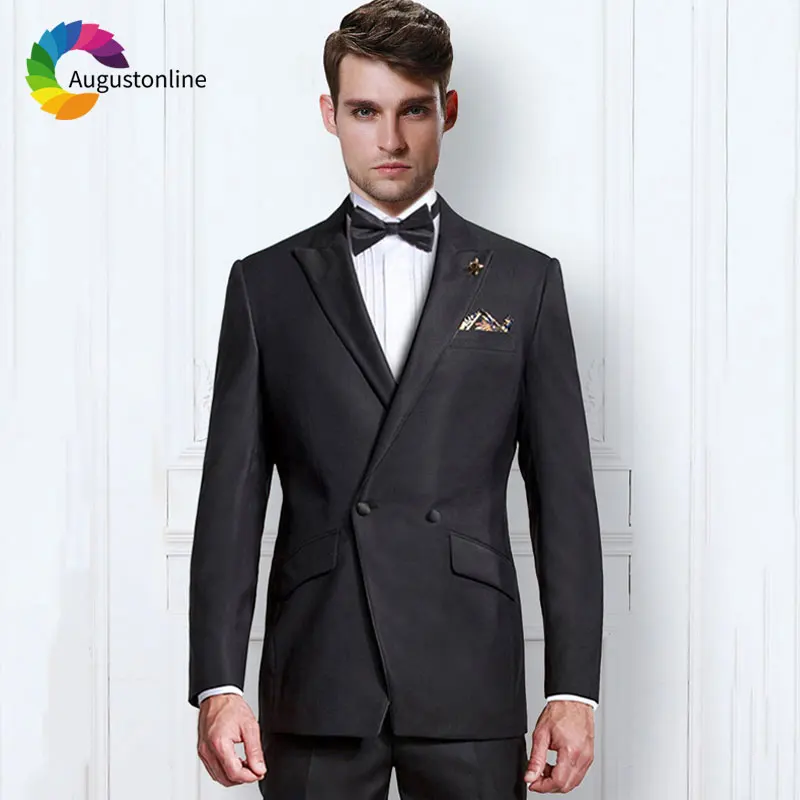 

Double Breasted Grey Wedding Suit for Men Suits Male Blazer Masculino Groom Tuxedo Slim Fit Jacket Pants 2Piece