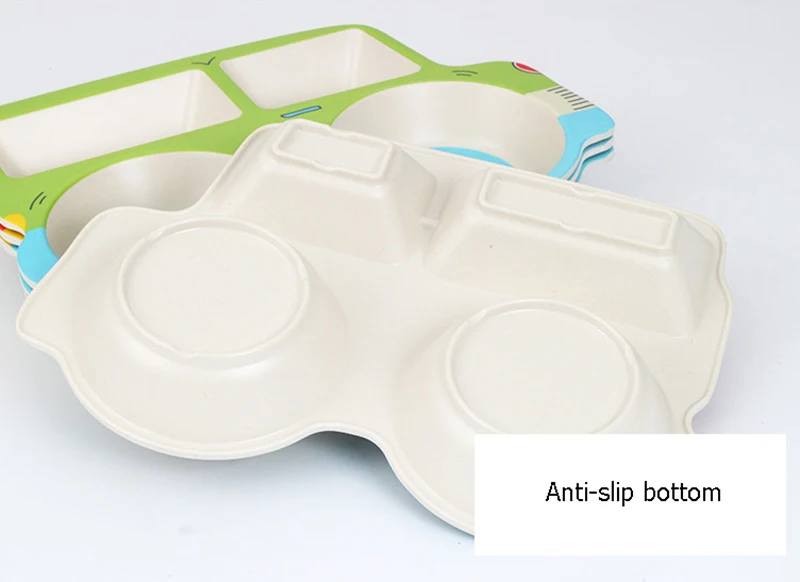 Baby Bamboo Fiber Dinnerware Cartoon Pattern Sub-gird Plates Children Feeding Tableware Irregular Toddler Kids Utensils BB5111 (5)