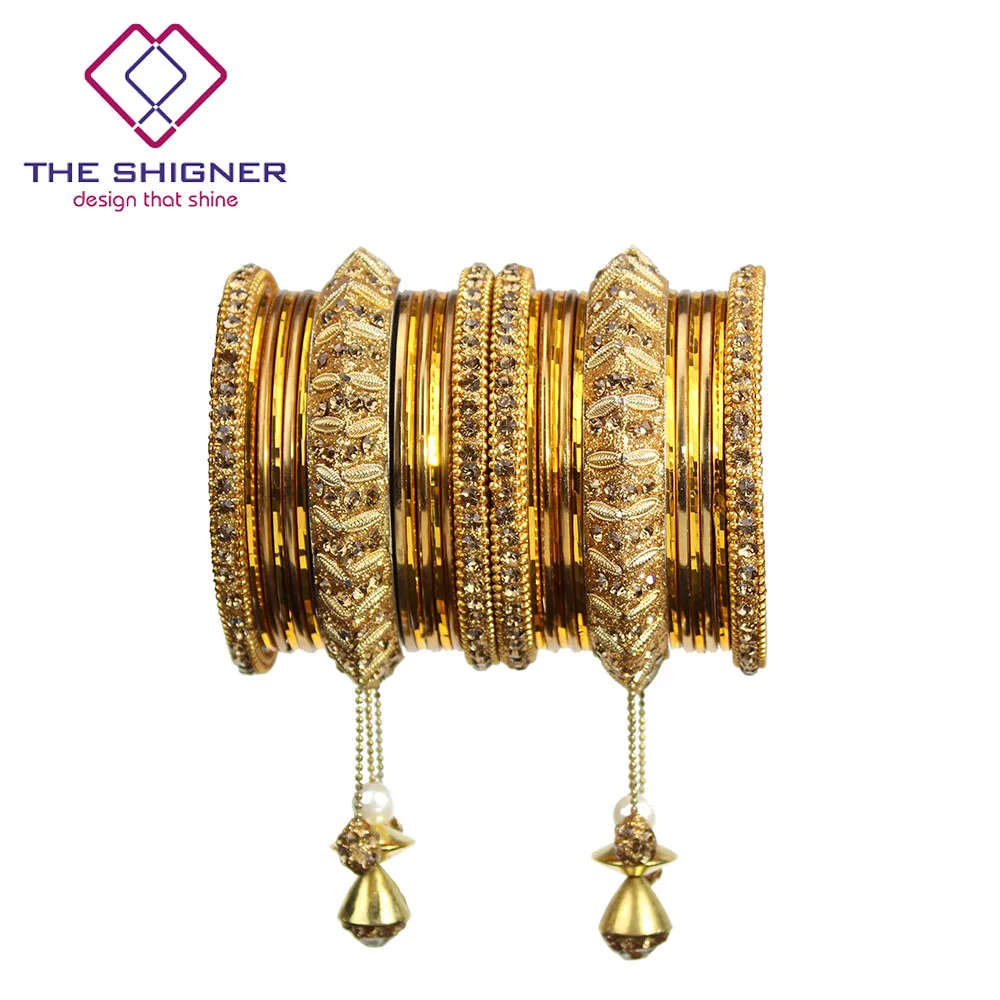 Ювелирные изделия Болливуда от SHIGNER золотой цвет латкан Jhumka Jhumki свадебные
