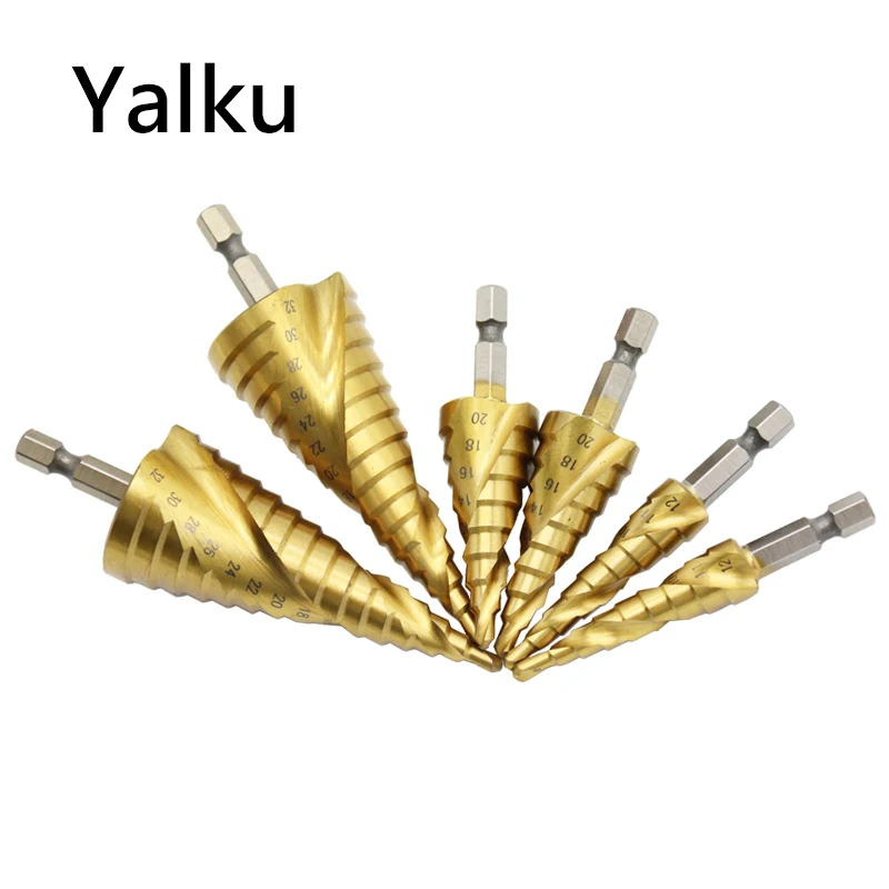 

Yalku Drill Bit Set Step Metal Stepped Drill High Speed Steel Large Step Cone HSS Steel Drill Bit Hole Power Tool Bits Set