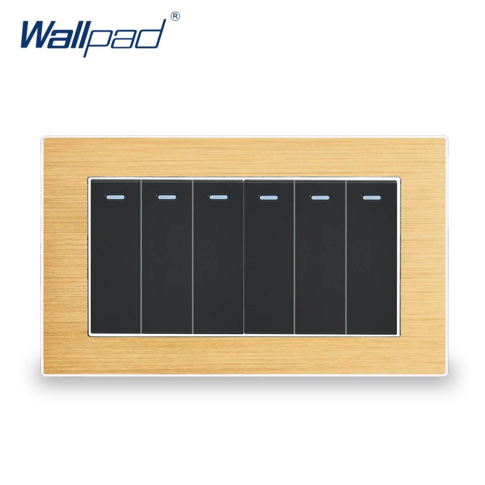 6 Банд 2 позиционный переключатель Wallpad роскошный настенный светильник Al панель с