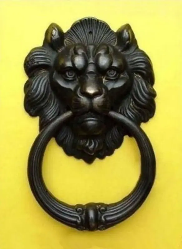 

Chinese Bronze Fierce Lion Head Door Knocker 7"High