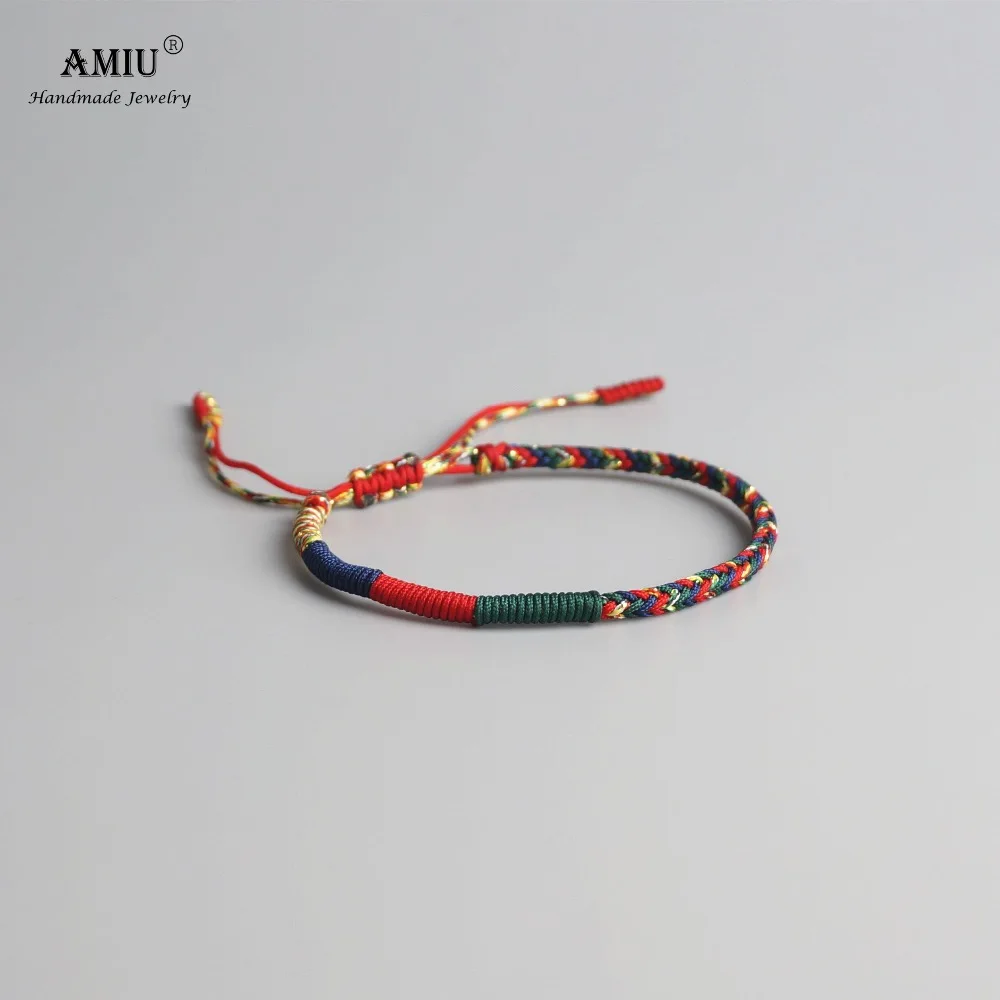 AMIU тибетский буддийский талисман тибетские браслеты и браслеты для женщин и мужчин ручной работы узлы зеленый Канат амулет в подарок браслет