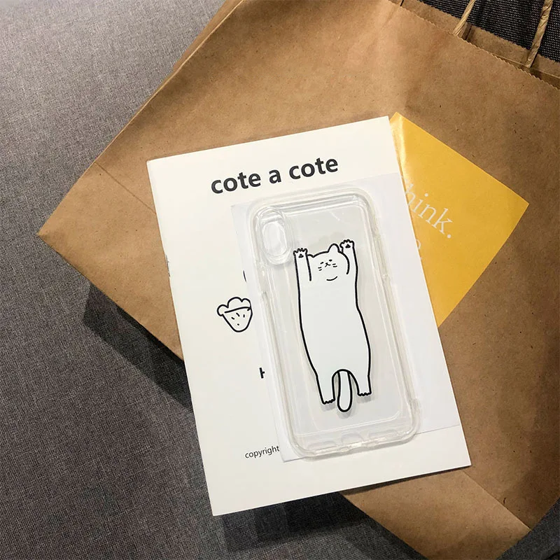 

New cartoon cat mobile phone case for iPhone11 X XS XR XS Max 8 7 6S Plus anti-drop transparent soft shell protection back cover