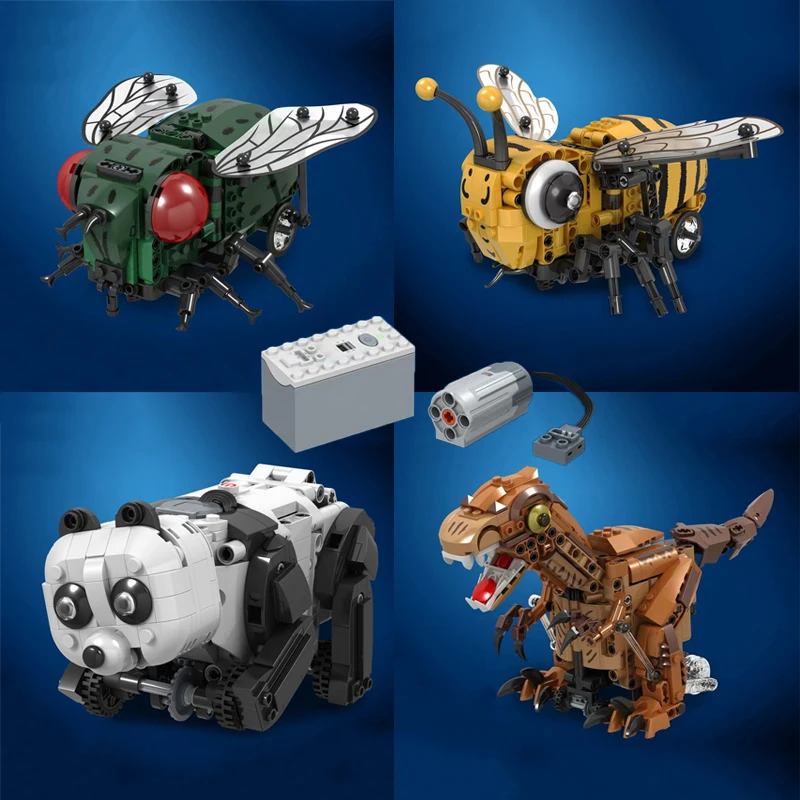 

Electric Stimulate Animal Building Blocks Dragon Bee Fly Panda Technic Bricks Educational Toy Compatible Lego