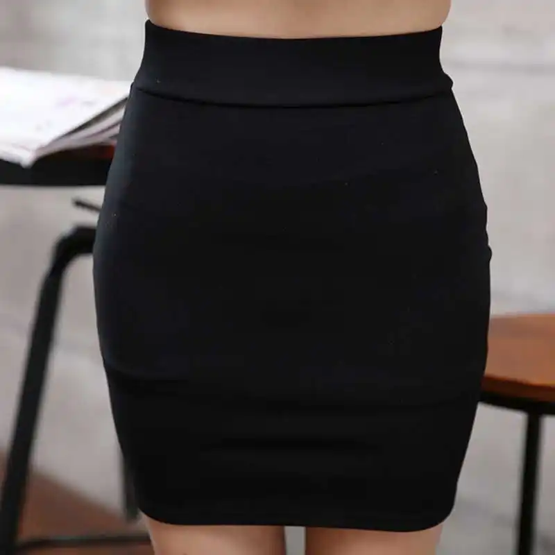 

Office lady formal OL skirt women solid black casual mini skirts summer large size middle waist short pencil skirt