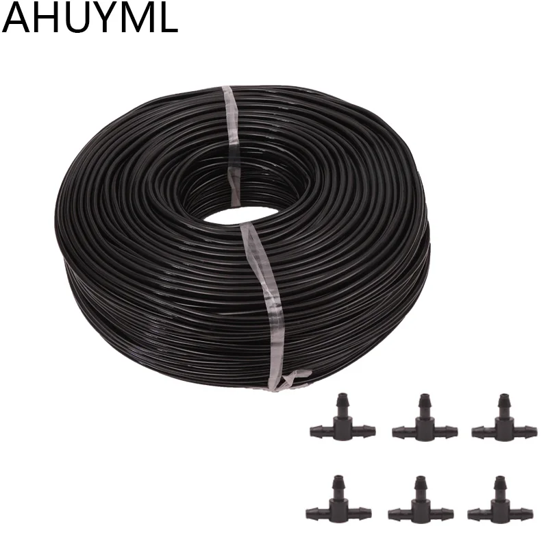 

30M 4/7 Hose +25 Pcs Tee Connector Garden Irrigation System Accessories Wear Black 1/4 "Hose Watering Pipe Garden Lawn Sprinkler