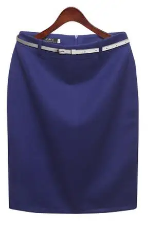 Осень г. Зимняя шерстяная одежда юбка Для женщин по колено трапециевидной формы юбка OL стиль модная юбка плюс Размеры 3XL юбка с Бесплатный Пояс QH647 - Цвет: Blue