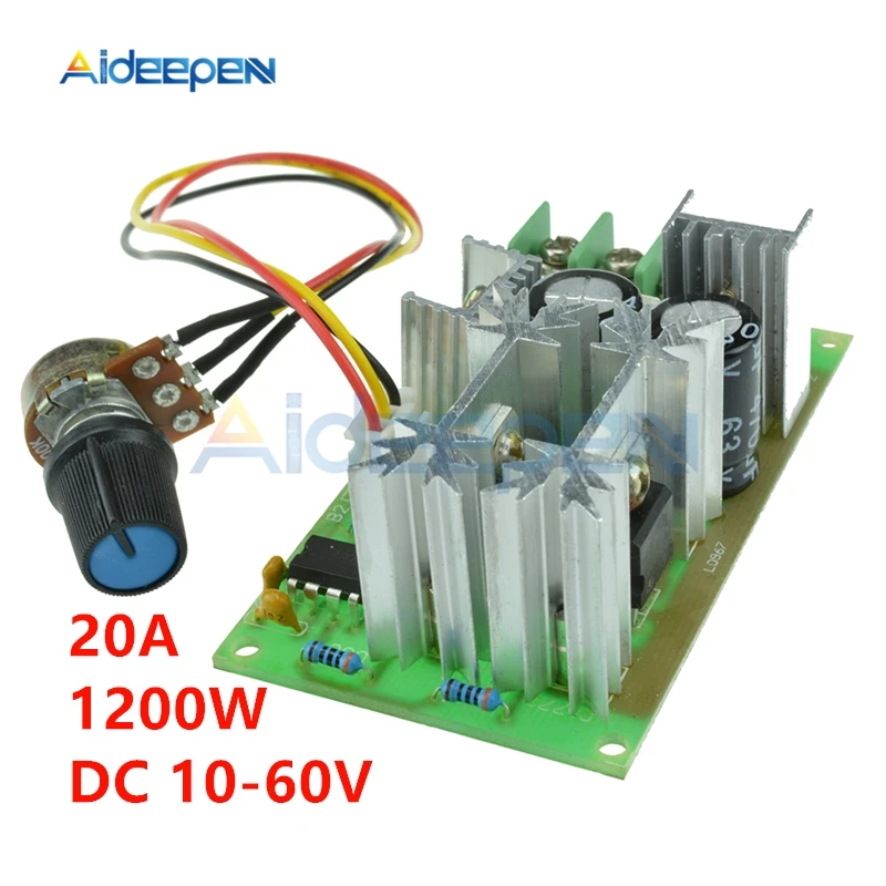 

DC 10-60V Motor Speed Control Regulator PWM Motor Speed Controller Switch 1200W 20A Current Regulator High Power Drive Module
