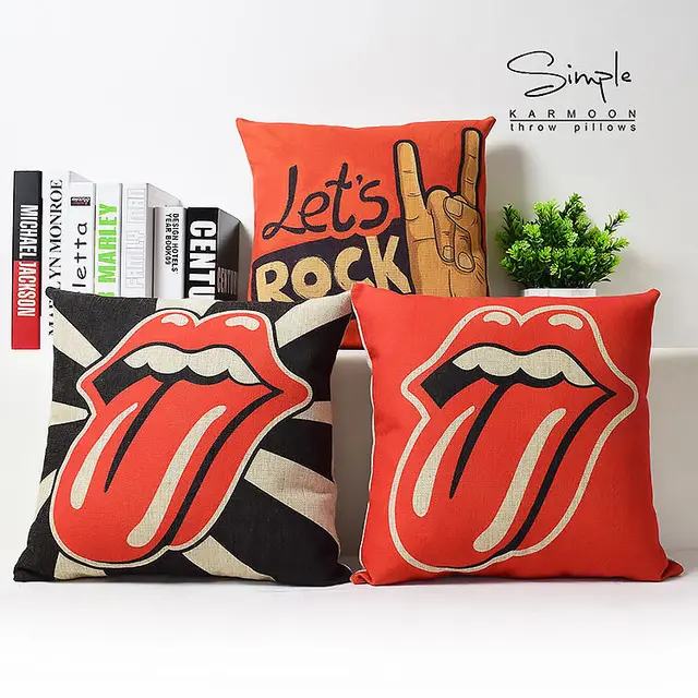 Rock Roll Pop Art Linen Cushion Cover Pop Funny Tongue Let's Rock Stunning Funky Decorative Pillows Rock Roll Pop Art Linen Cushion Cover Pop Funny Tongue Let's Rock Stunning Funky Decorative Pillows