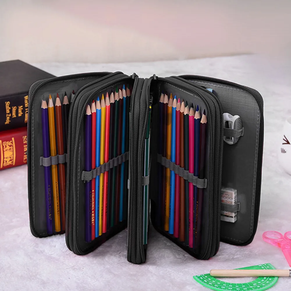 

72 Holders 4 Layer School Pencils Case Portable Oxford Canvas pens Pouch Brush Pockets Bag Pencil Holder Case School Supplies