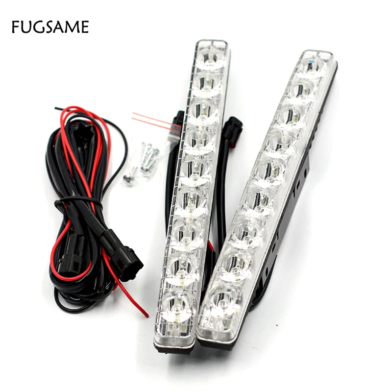 

FUGSAME 2017New Update 18W LED Daytime Running Light Switch waterproof 9LED DRL Car Driving Fog light Lamp 18w high super lighti