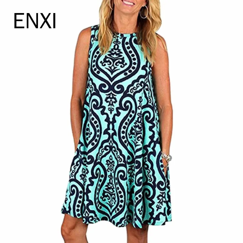 ENXI Summer Floral Maternity Dresses Sleeveless Pregnancy Dress For Pregnant Women Daily Wearing Maternity Clothes 