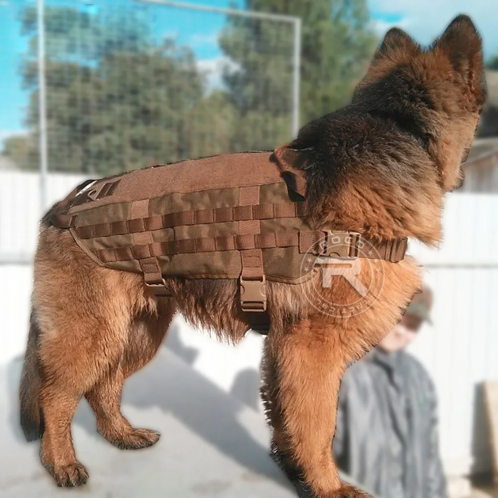 

Army Tactical Dog Training Molle Vest Harness Military Load Bearing Harness SWAT Dog Jacket 4 Tactical Colors CP Coyote Brown