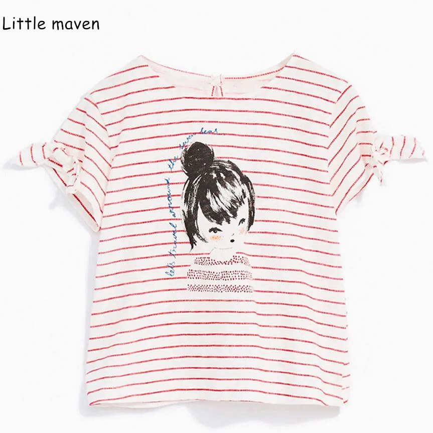 Little maven/ г.; летняя одежда для маленьких девочек; футболка с короткими рукавами и цветочным принтом; хлопковые брендовые футболки; 50971
