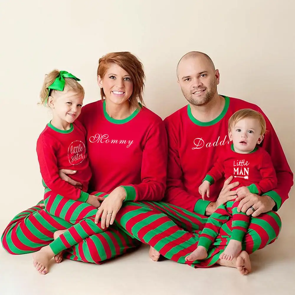 

2018 Christmas Pajamas Mom Dad Kids Parent-child Nightclothes Comfortable Casual Wear Pajamas Clothes New year's Set Sleepwear