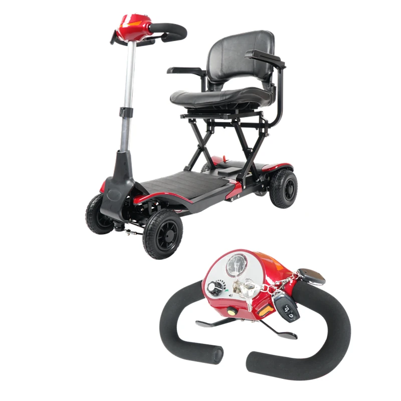 Пожилой скутер интеллектуальный пульт дистанционного управления пожилых Складная лампа портативная инвалидная четырехколесная электрическая инвалидная коляска