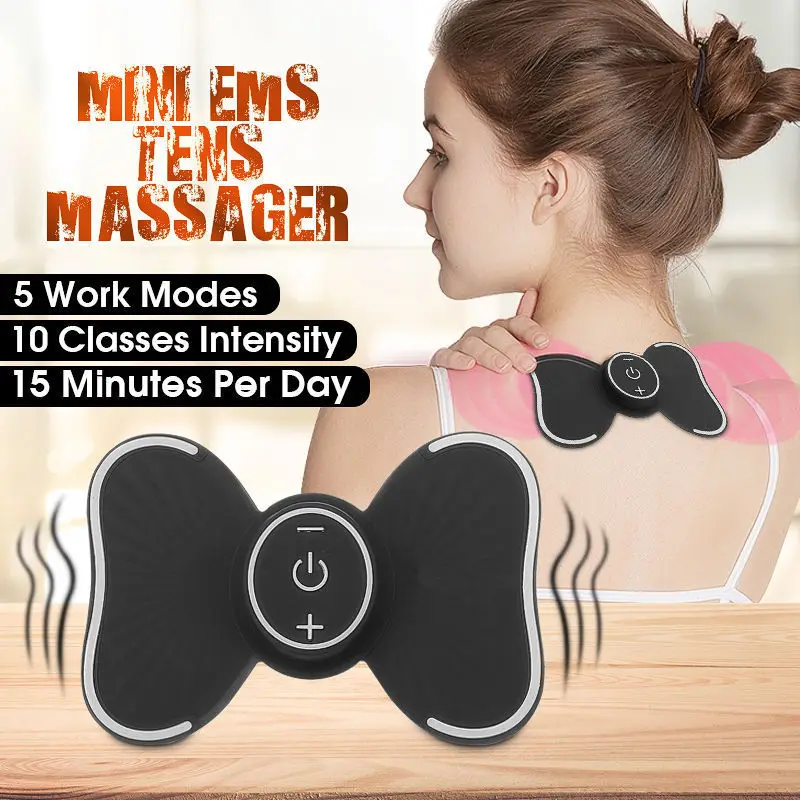 Mini Tens Ems Massager Butterfly Design Body Muscle Massager Electronic