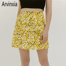 Arvinxia сексуальный с принтом с цветами оборками женские летние юбки модные тонкие уличные женские плавки новые с высокой талией женские пляжные юбки