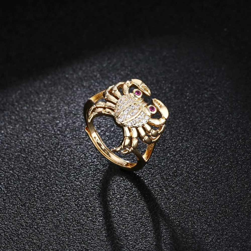 UMGODLY Brands Fashion Resizable Ring Cubic Zirconia Gold Color Crab