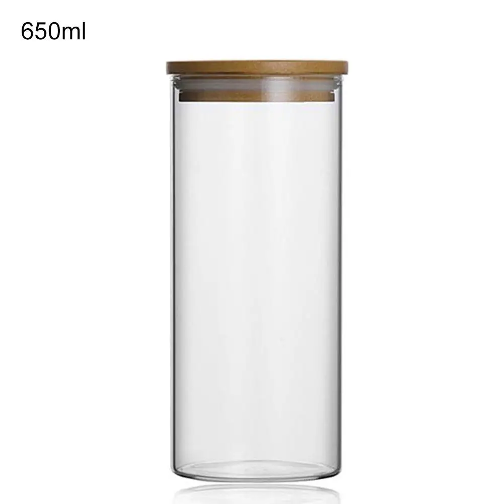 650ml Стекло банку с бамбуковой крышкой Еда сохранение конфеты Спитой чай хранения Контейнер для бутылок банок герметизация банки с закручивающейся крышкой Кухня аксессуары - Цвет: 650ml