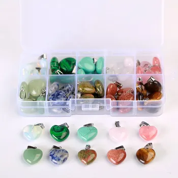 

7x15mm 60PCS/lot Heart Shape Jaspers/Jades/Agates/Quartz/Jades Pendants For Necklace Jewelry Making Trinket Gift DIY Pendant