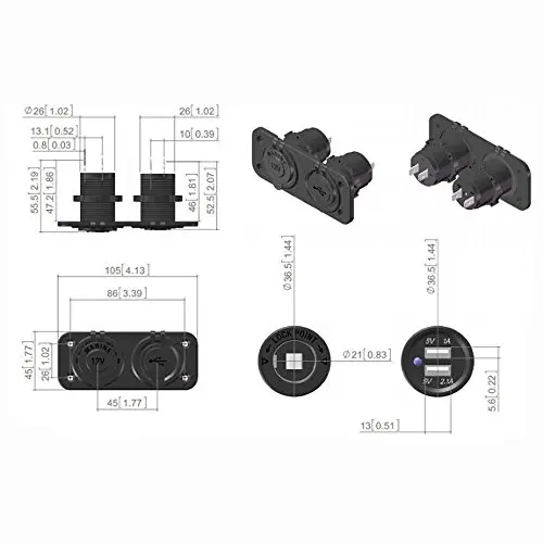 Двухцелевой DC 12V розетка для автомобильного прикуривателя сплиттер и двойной USB адаптер питания для iPad/iPhone/мобильного телефона/gps(черный