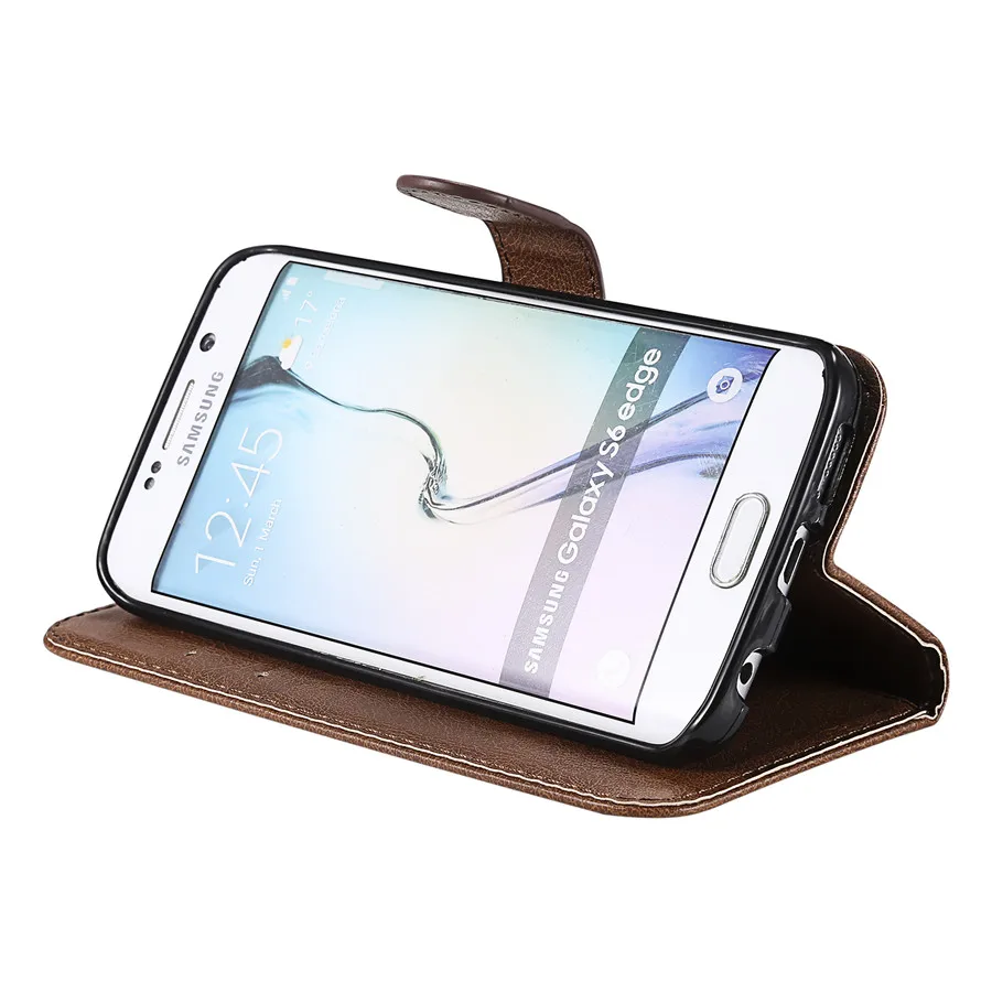 Luxury Magnetic Wallet PU Leather Case For SAMSUNG S6 Edge+ Card Holder Flip Stand Phone Cover For Galaxy S6 Fundas w Card Slots (30)