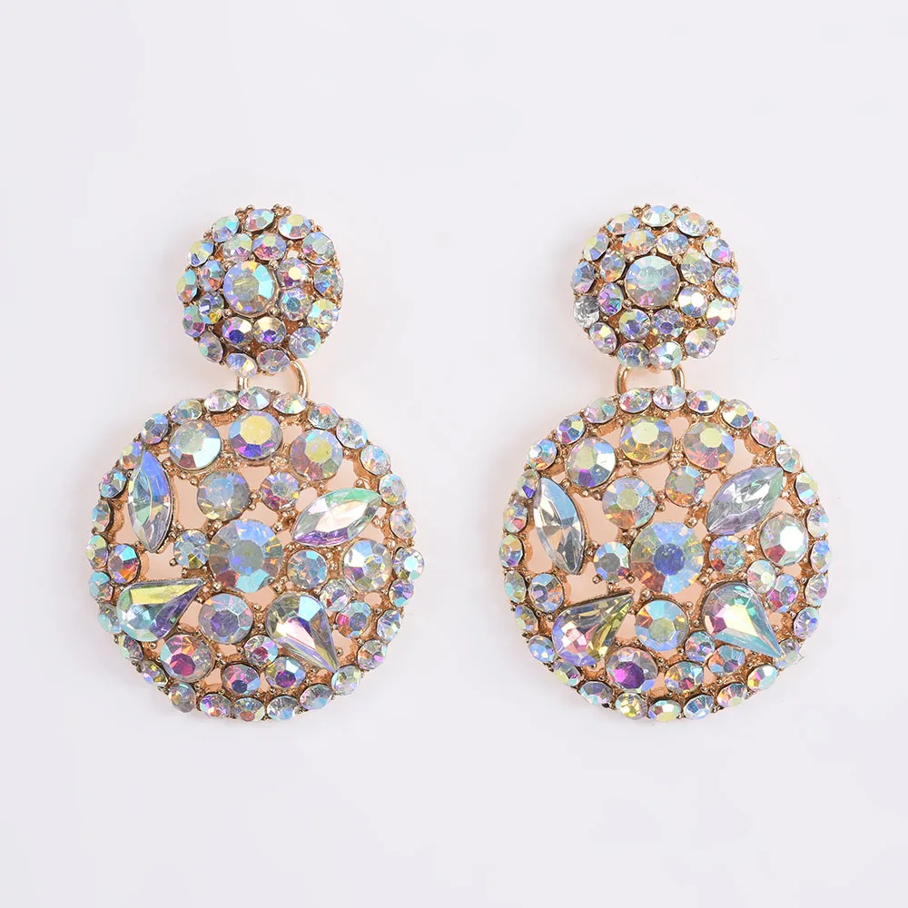

Austria Crystal Rhinestone Big Round Drop Earrings Women's ZA Earrings Jewellery 2019 New Large Circle Wedding Bridal Earings