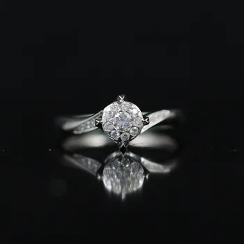 

LASAMERO 0.115CT FG/SI Round Cut Modern Design Natural Diamond Ring For Women 18k White Gold Certified Engagement Wedding Ring