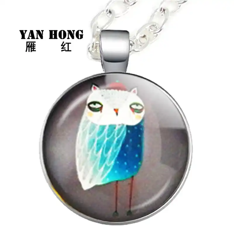 Стекло модное Кристальное ожерелье ручной работы, сова мультфильм дизайн. Сова-символ мудрости и мужества. Это подарок на день рождения