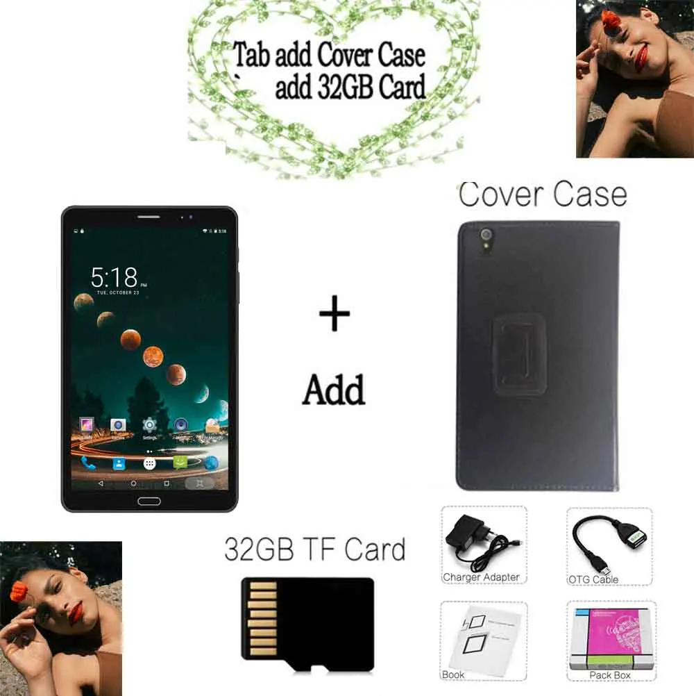 BDF 8 дюймов планшетный ПК 2.5D экран 4G LTE планшет 1920*1200 ips 4 ГБ/64 Гб Восьмиядерный 12,0 Мп Android 7,0 мобильный телефон планшет 8 дюймов - Комплект: Holster 32GB TF Card