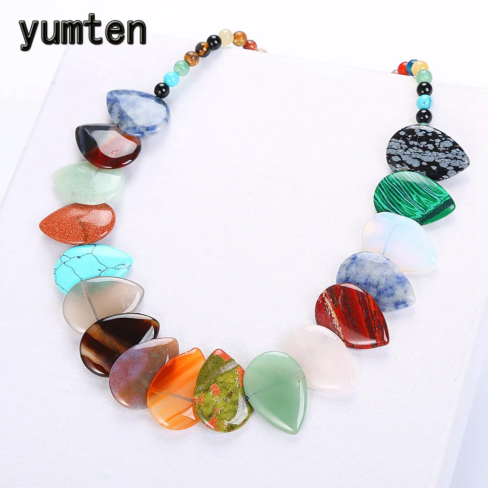 

Yumten Colorful Crystal Necklace Leaf Women Choker Flower Chalcedony Pendant Charms Female Jewelry Naszyjniki Damskie Collier
