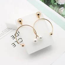 Новые милые геометрические милые жемчужные золотые элегантные серьги