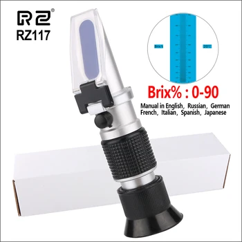 

RZ Fruit Sugar Meter Refractometer 0-90% Brix RHB-90ATC Handheld Brewing Auto Refractometer Fruit Sauce Meter Sugar Refractomer
