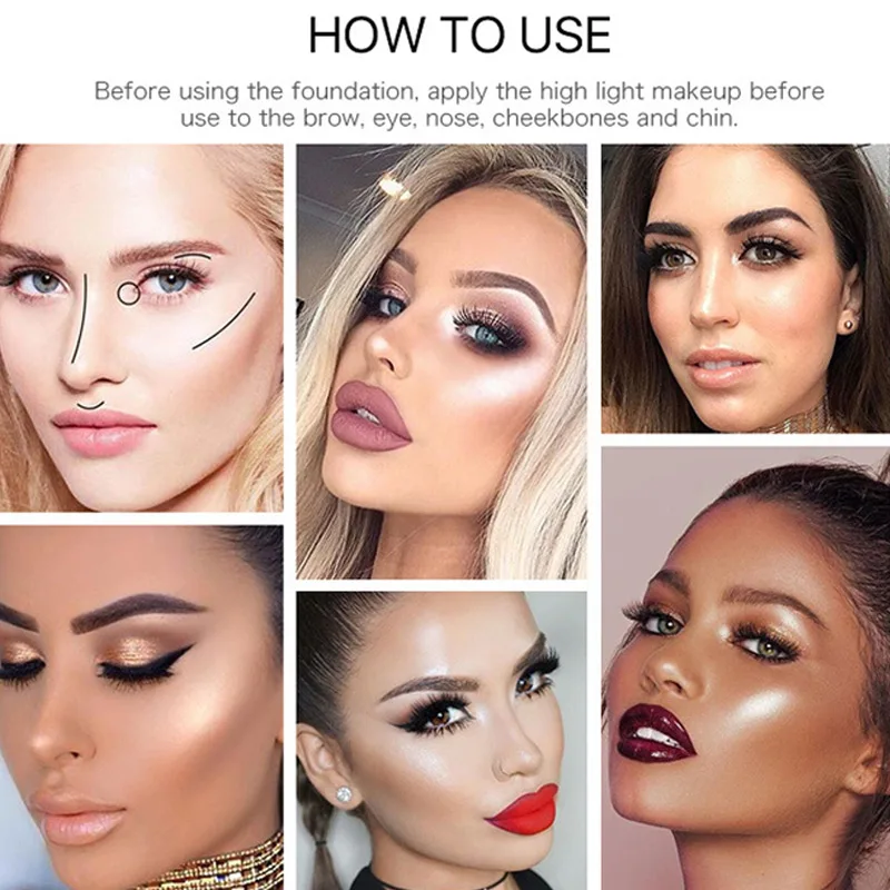 

2019 Highlighter Cream Face Brighten Contour Glow Makeup Bronzer Cosmetics JIU55