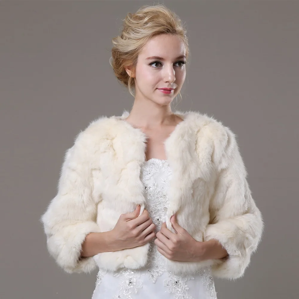 

new 2016 winter wool shawls wedding dresses the bride warm white bride bridesmaid fur long sleeve with thick coat