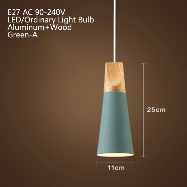 Современный подвесной светильник в скандинавском стиле, деревянный подвесной светильник в стиле лофт, для ресторана, кафе, декоративный подвесной светильник, прикроватный подвесной светильник для спальни - Цвет корпуса: Green-A