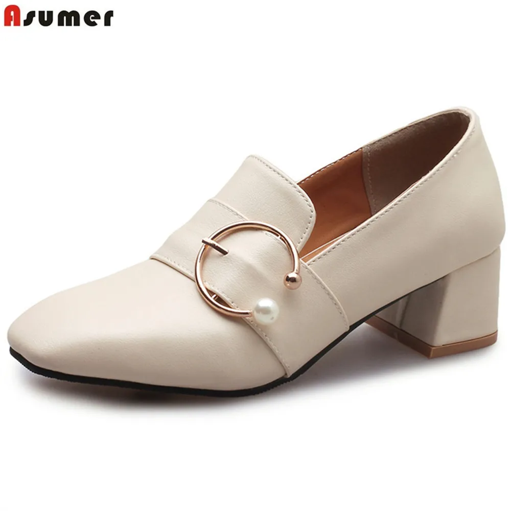ASUMER black white fashion spring autumn shoes woman square toe casual