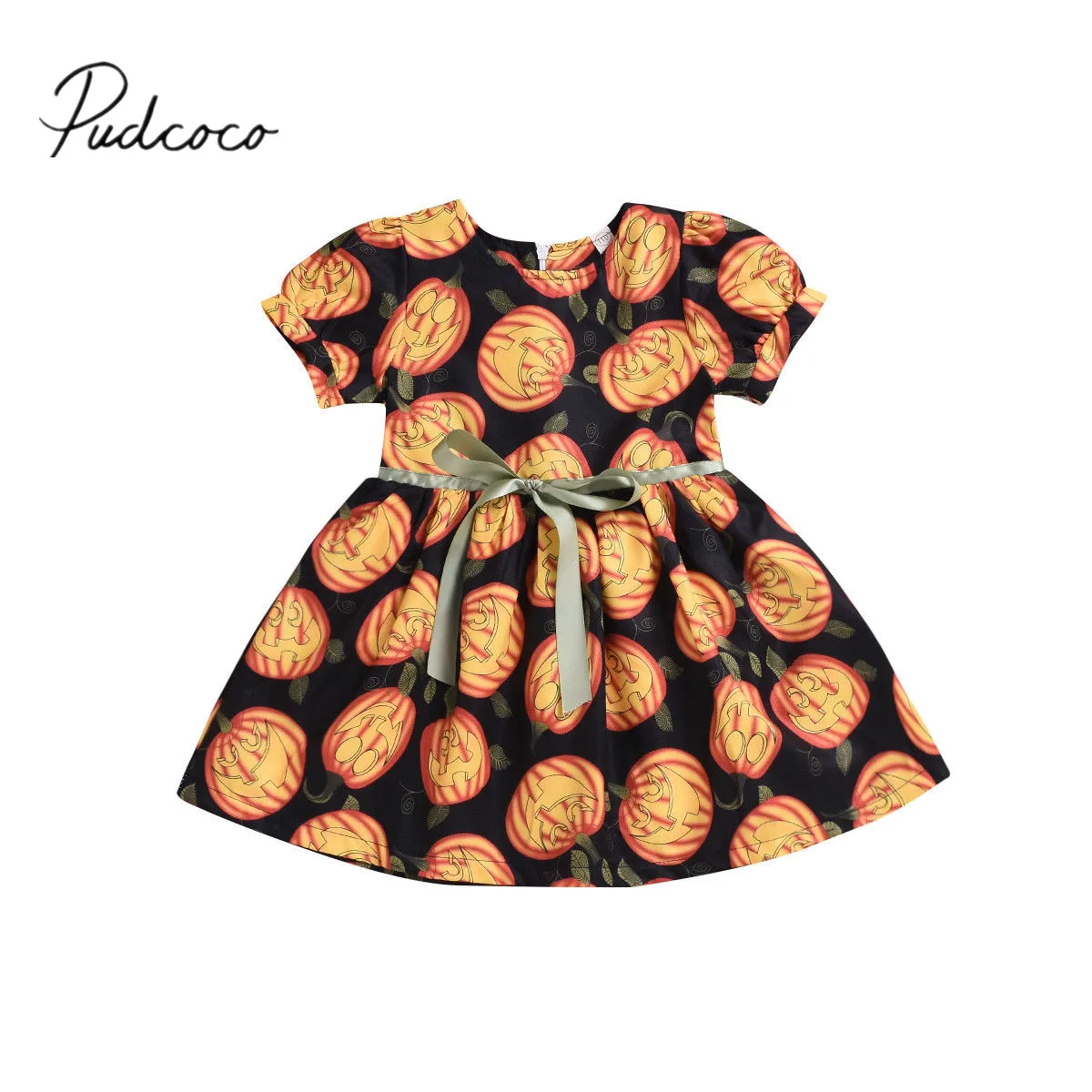 2018 Brand New Toddler Baby Girl Halloween Party Dress Pumpkin Print