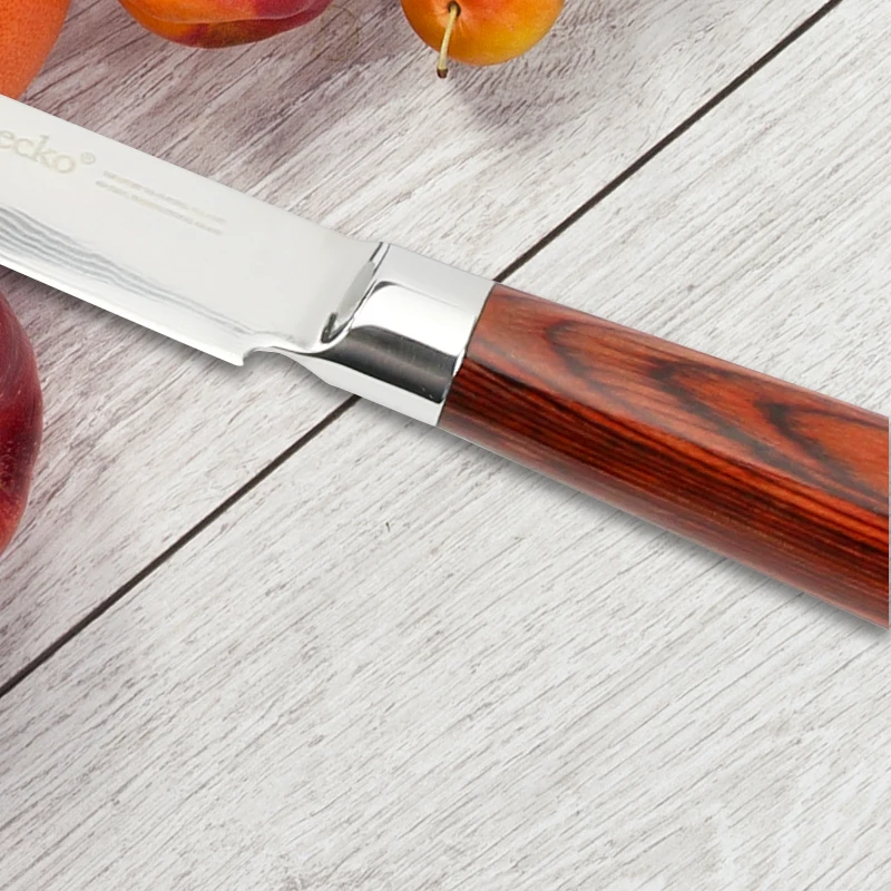 SUNNECKO 2 шт. Кухня Набор ножей японский Дамаск VG10 Сталь нож хозяйственный santoku Pakka деревянной ручкой фрукты измельчитель для овощей