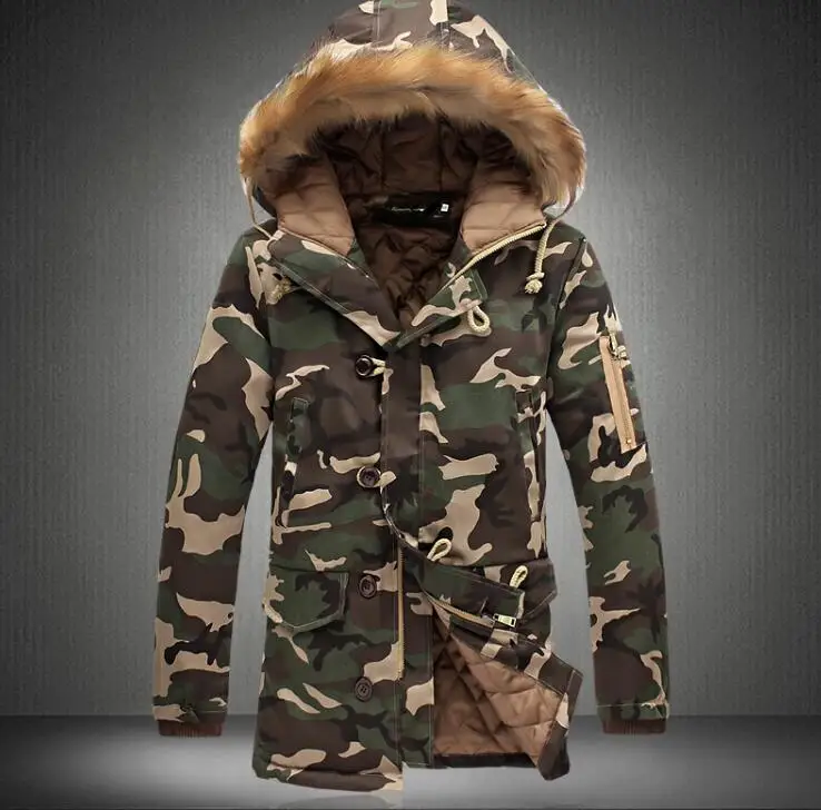 

Down Parkas Jackets 2019 Men's Parka Hooded Coat Male Fur Collar Parkas Winter Jacket Men Military Down Overcoat