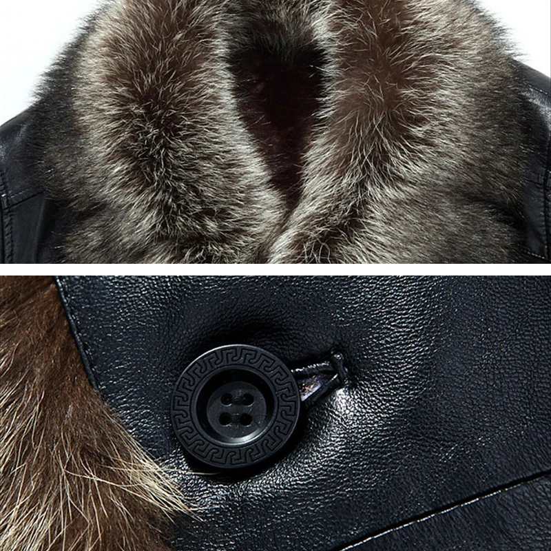 2018 Мужское пальто с натуральным мехом животных Jaqueta De Couro Chaqueta Cuero Hombre мужская