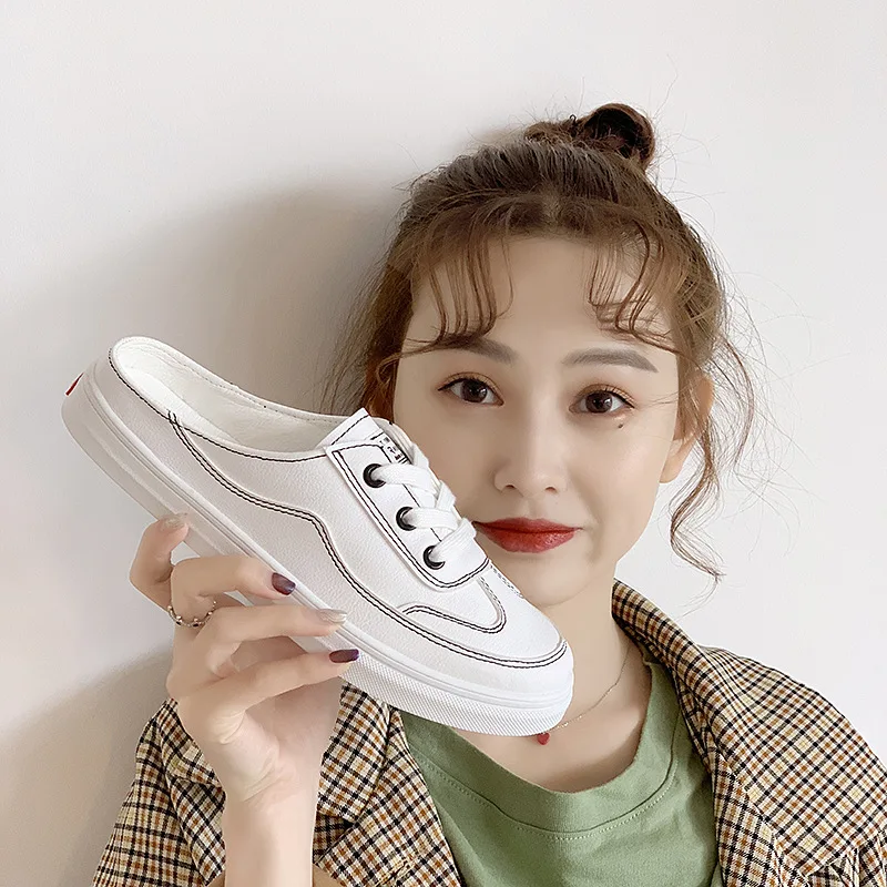 

Small white shoes female students Korean version of the wild 2019 summer new one pedal